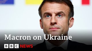 Russian defeat in Ukraine vital for Europe says France’s Macron  BBC News [upl. by Ashlee]