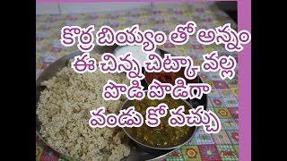 కొర్ర అన్నం తయారీ విధానం లాభాలు  korra annam in Telugu  foxtail millet riceamp health benifits [upl. by Ahsiloc]