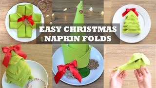 5 Beautiful Christmas Napkin Folds  6 minute video tutorial  Episode 38 [upl. by Garner]