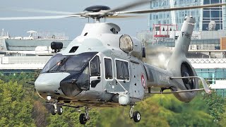 New Airbus Helicopters H160 landing and takeoff at Paris heliport  Marine française [upl. by Netsrik]