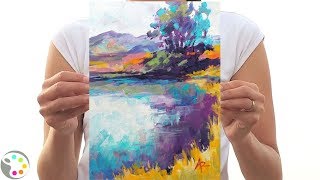 How to Paint with Acrylics  Impressionist Landscape for Beginners [upl. by Cookie161]