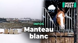 Les images des premiers flocons de la tempête Caetano [upl. by Lezlie]