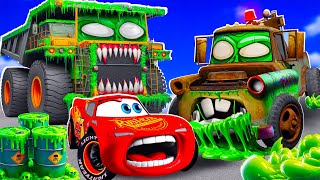 Big amp SmallMcQueen vs MATER and BALAZ ZOMBIE SLIME Trailer cars in BeamNGdrive [upl. by Wright119]