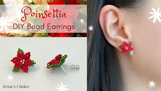 How to Make Poinsettia Stud Bead Earrings [upl. by Tat]