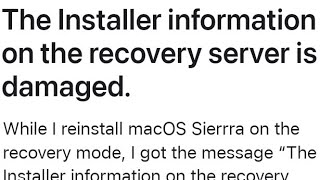 The Installer information on the recovery server is damaged on MacBook air Mac os MacBook macbookpro [upl. by Ninos]