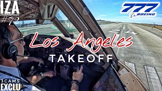 EXCLU B777 LAX 🇺🇸 Los Angeles  TAKEOFF 24L  3 Cockpit Angles of View 4K  ATC amp Crew Coms [upl. by Ocsinarf]