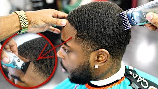 FULL LENGTH PUSHBACK REPAIR HAIRCUT TUTORIAL HIGH LOW TAPER  360 WAVES [upl. by Eilhsa]