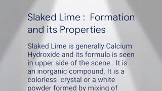 Slaked Lime  Formation and its Properties [upl. by Latin]