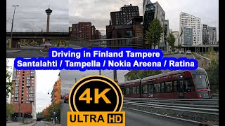 Driving in Finland Tampere  Santalahti  Tampella  Nokia Areena  Ratina [upl. by Hayyim995]