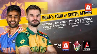 India’s tour of South Africa 4 backtoback T20Is from November 8th to 15th 2024 A Sports [upl. by Olimac431]