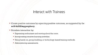 Training amp Development  Lecture 5  Deliver Instruction  Interact with Trainees [upl. by Tarttan]