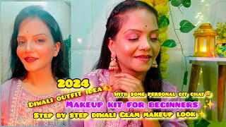 Diwali Glam makeup look for beginners✨Affordable makeup kit for beginners under 200rs😲 Diwali2024 [upl. by Behrens]