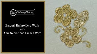 Learn how to do Zardosi Embroidery Work with Aari Needle and French Wire  Tutorial  3 [upl. by Neerihs]