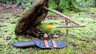 SURVIVAL TIPS  How to Make a Figure Four Deadfall Trap  Taking a Look at my New Bushcraft Tool [upl. by Robinetta]