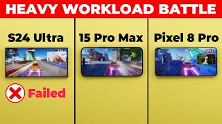 S24 Ultra vs iPhone 15 Pro Max vs Pixel 8 Pro  Heavy Workload Test Speed Battery amp Thermals [upl. by Sephira649]