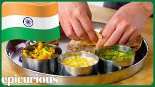 How a Michelin Star Indian Chef Makes a Traditional Thali Dinner  Passport Kitchen  Epicurious [upl. by Amadeus]