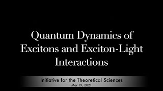 Quantum Dynamics of Excitons and ExcitonLight Interactions [upl. by Rikki324]