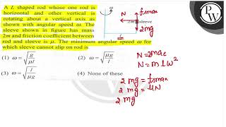 A \ L \ shaped rod whose one rod is horizontal and other vertical is rotating about a vertical [upl. by Acinorrev361]