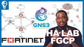 High Availability HA Configuration on FortiGate  FGCP  Lab GNS3  From Scratch [upl. by Hajar]