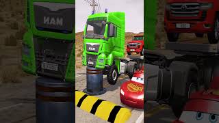 Flatbed Truck Mcqueen  Transportation with Truck  Pothole vs Car  BeamNGDrive 14 [upl. by Acsicnarf923]