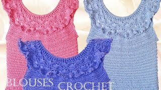 Blusa tejida a crochet  Make Knitting beautiful blouses for summer [upl. by Stier934]