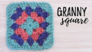 Cómo tejer GRANNY SQUARE básico a crochet  tutorial PASO A PASO  Ahuyama Crochet [upl. by Strickland]