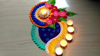 Beautiful and innovative rangoli for Diwali  welcome rangoli design 592 [upl. by Attolrahc]