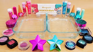 Pink vs Teal Slime ASMR  Mixing Satisfying Slime with Makeup  My Best Slime Collection [upl. by Ahcsim]