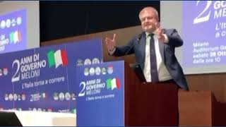 CARLO FIDANZA INTERVIENE ALLEVENTO DI FRATELLI DITALIA PER IL 2° ANNIVERSARIO DEL GOVERNO MELONI [upl. by Aicirtam]