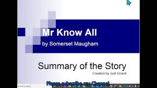 Mr Know All summary in Hindi  by WSomerset Maugham [upl. by Eceined]