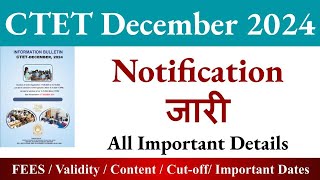 CTET December 2024 Notification ctet 2024 notification ctet December 202 application form ctet [upl. by Siduhey]