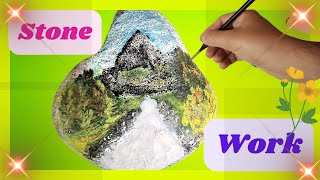 Discover how I use a small STONE to paint this stunning landscapeLearning something new every day [upl. by Anikas]