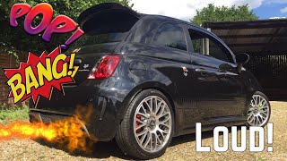 250 BHP Abarth 500 Exhaust Sound Insane Pops and Bangs Exhaust [upl. by Jacobs81]