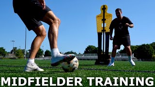 Midfielder Training Session  How To Improve First Touch Passing amp Body Feints [upl. by Nevada551]