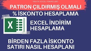 EXCEL İNDİRİM FORMÜLÜ  İNDİRİM HESAPLAMA   İSKONTO  EĞİTİM  DERS [upl. by Loy]