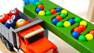 Marble Run Race ASMR☆Big Billiard balls colorful wave course HABA Slope Retro Truck Garbage Dump3 [upl. by Richma422]