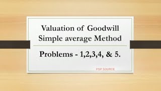 valuation of Goodwill  Problem 1234amp 5  Simple Average Method  Corporate Accounting [upl. by Sokairyk]