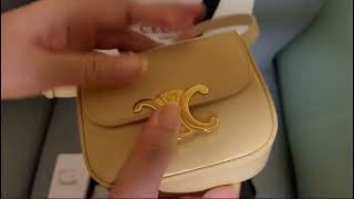 UNBOXING CELINE  MINI CLAUDE IN SHINY CALFSKIN IN LIGHT STONE FROM SINGAPORE MARINA BAY SANDS [upl. by Minier]