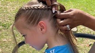 How To Braid Straight Texture Hair  A Different Way to Do 2 Braids [upl. by Belford55]