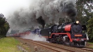 Double R class Hudson steam locos on the Snow Train 2012 Australian Trains [upl. by Hendrick]