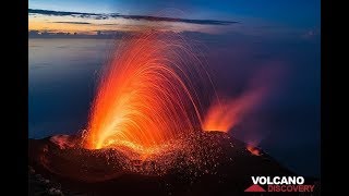 Stromboli volcano Italy erupts in spectacular fireworks  January 2019 [upl. by Eillo701]