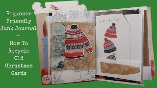 Beginner Friendly Junk Journal  How To Recycle Old Christmas Cards pt 3 [upl. by Carlene]