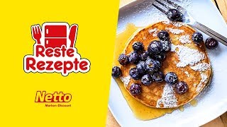 Netto Reste Rezept I BananenPancakes mit Heidelbeeren amp Honig [upl. by Erodroeht]