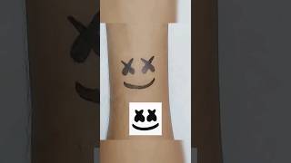 marshmello face tattoo youtubeshorts inkeeze 3dtattoo shortvideo art drawing pentattoo [upl. by Enneirb]