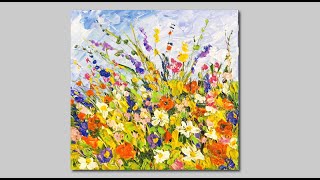 Acrylic Wildflower Painting Palette Knife painting [upl. by Rossen]