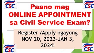 Paano mag online appointment sa CSC EXAM 2024 [upl. by Nsaj]