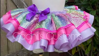 Sequin Tutu Tutorial  Ribbon trim tutu tutorial [upl. by Ahsiekin]