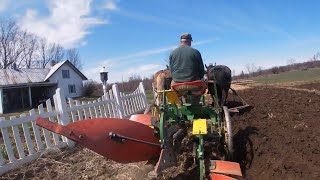 Draft Horses Plowing the Garden with a White Horse Plow [upl. by Welby]