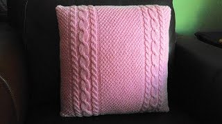 How To Knit A Cable And Moss Stitch Pillow Lilus Handmade Corner Video  63 [upl. by Niwred220]