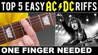 TOP 5  EASY  ACDC  RIFFS  ONE FINGER NEEDED [upl. by Yevoc811]